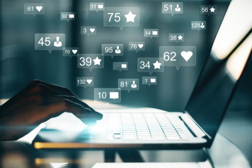 Social media icons and digital marketing visuals representing brand visibility through partnerships