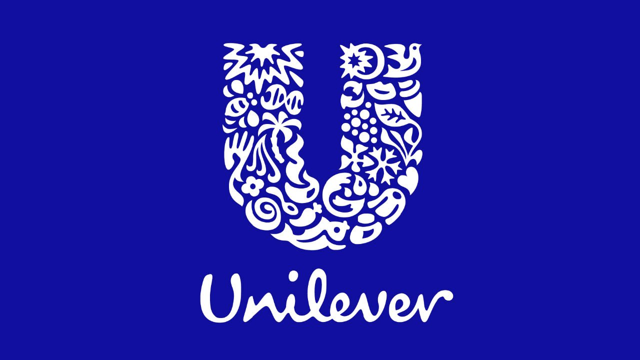 Unilever logo on blue backdrop