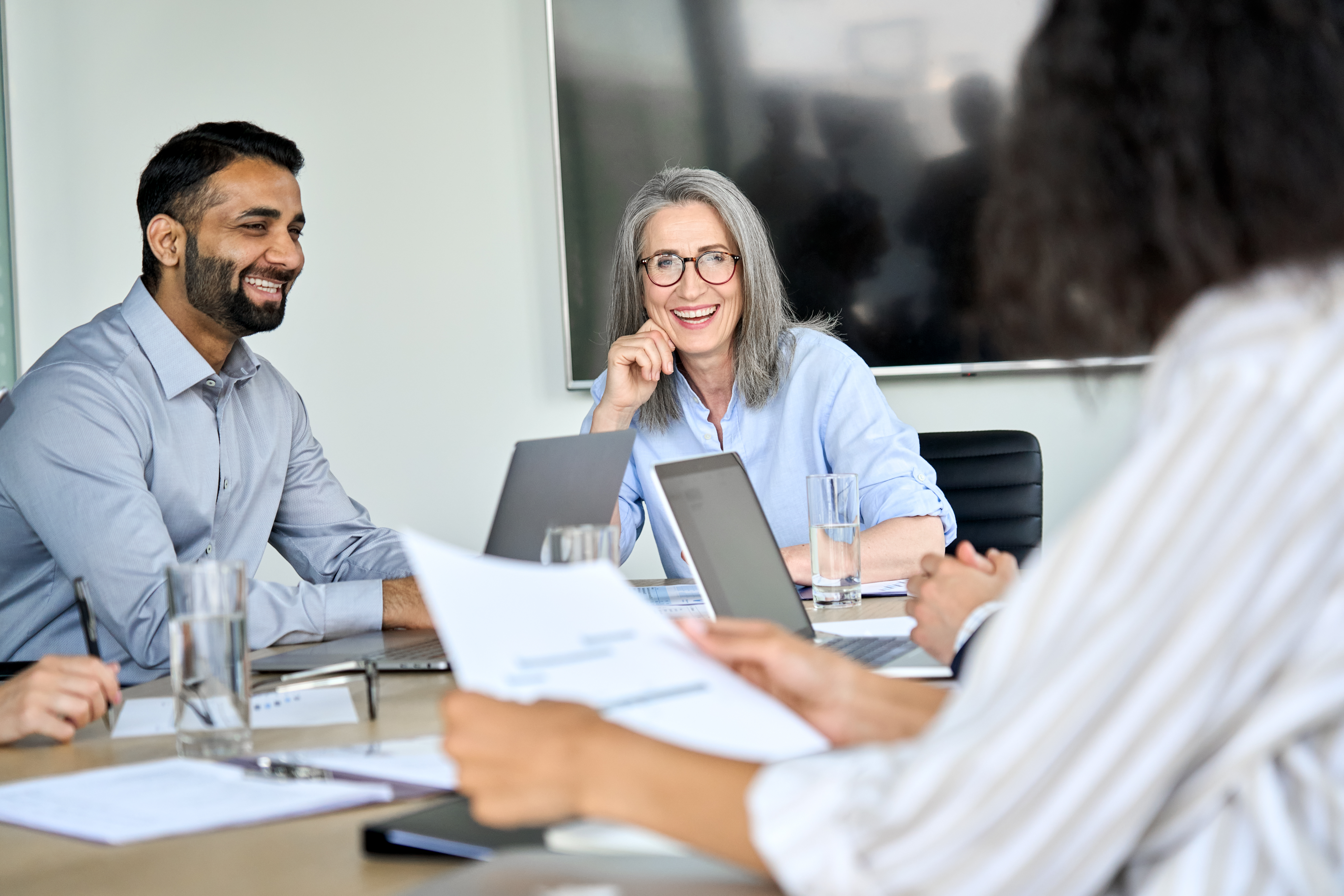 meeting woman smiling